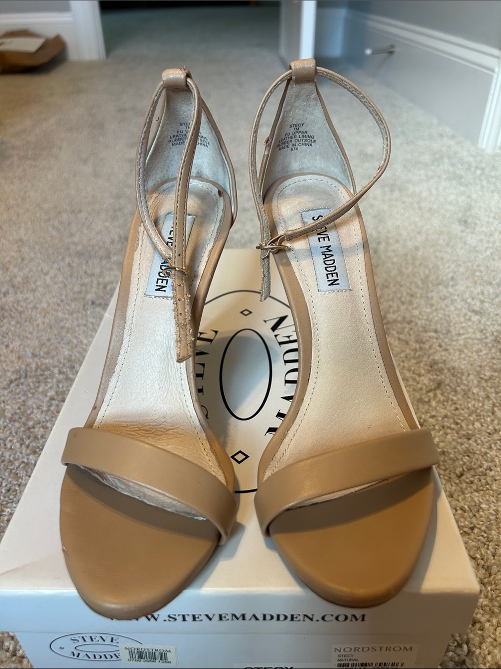Steve Madden Stecy Natural Ankle-Strap Heels